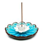 Incense Stick Burner Holder - Porcelain Decorative Flower Incense Burner Bowl - Ceramic Incense Cone Ash Catcher Tray