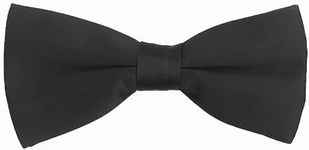 YUESUO Men’s Classic Pre-Tied Formal Tuxedo Polyester Bow Tie, Double-layer Adjustable Length Multi-color Option for Wedding Party, Graduation, Dating, Ceremony (Black)