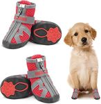 KUTKUT Dog Boots for Hot Pavement Hardwood Floor, Breathable Dog Shoes for Small Medium Dogs with Reflective & Adjustable Strap Zipper, Antislip Paw Protection Dogs Booties (Size: 4)