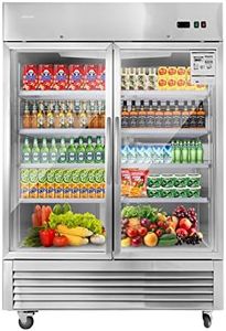 JINSONG 54" Commercial Display Refrigerator with 2 Glass Door, 2 Section Stainless Steel Reach-in Beverage Display Refrigerator with LED Lighting & 8 shelves for Restaurant, Bar, Shop, 49 Cu.ft