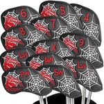 Golf Club Headcovers Iron Synthetic Leather Deluxe Value 12 Pcs/Set, Golf Head Covers with Number Printed Durable Light for Men Women Universal Fit All Irons Clubs (Dark)