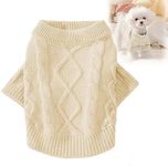 Small Dog Cat Sweaters, Puppy Jumper Sweater Warm Pullover Fleece Dog Jacket Winter Dog Clothes Cute Soft Turtleneck Knitted Classic Twist Striped Clothes for Small Medium Dogs