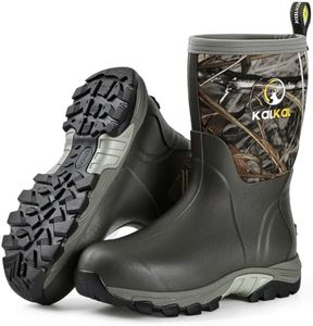 Kalkal Rubber Boots for Men, Waterproof Insulated Mid Calf Mens Rain Boots