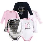 Hudson Baby Baby Boys' Long Sleeve Bodysuits, Sparkle Unicorn 5-Pack, 6-9 Months