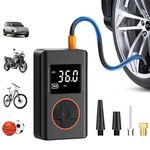 ZGZUXO Tire Inflator Portable Air Compressor, 150PSI Cordless Electric Bike Pump, Portable Tire Inflator with LCD Pressure Gauge & LED Light, Portable Mini Air Pump for Car, Motorcycle, Bicycle, Balls