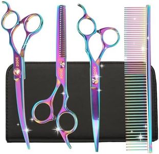 5 in 1 Dog Grooming Scissors Set – Professional Pet Hair Trimming Shears with Safety Round Tips, Durable Stainless Steel, Includes Comb for Dogs, Cats, and Small Animals