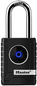 Master Lock Black Outdoor Bluetooth Smart Padlock with Keypad, Smart Locks for Tools, Gates, Sheds, 2-7/32 inches Wide, 4401LHEC