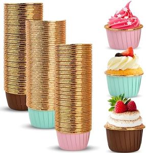 150 Pièces Moules à Cupcakes Jetables, Caissettes de Décoration à Pâtisserie, Mini Moule de Cuisson en Papier pour Muffins, Wrappers de Gâteaux Muffin Tasses avec Doublures en Aluminium-3 Couleurs