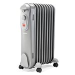 Schallen 2000W 9 Fin Portable Electric Slim Oil Filled Radiator Heater with Adjustable Temperature Thermostat, 3 Heat Settings & Safety Cut Off | 2Kw GREY