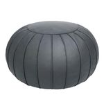 Thgonwid Handmade Foot Stool Ottoman Faux Suede Poufs 21.6" x 13" -Round Storage Floor Cushion Footstool for Living Room, Bedroom and Wedding, Unstuffed, Deep Grey