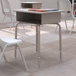 Flash Furniture Student Desk with Open Front Metal Book Box, Laminate, Steel, Gray Granite/Silver, Set of 1