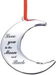 Holiday Jingle Love You to The Moon and Back Stunning Christmas Tree Ornament – Couples Baby’s Christmas Decoration – 4 x 3.25-inch Moon Ornament – with Ribbon