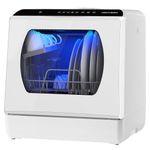 AIRMSEN AE-TDQR03 Countertop Portable Dishwasher, Compact Mini Dishwasher with 5-Liter Built-in Water Tank and Air-Dry Function, 5 Washing Programs, Baby Care, Glass & Fruit Wash-White