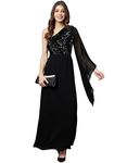 Cottinfab Women Black Solid One Shoulder Maxi Dress