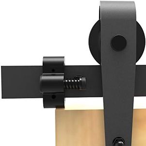 TOIMIOTOIM Sliding Barn Door Stopper Rail Stop for Single or Double Barn Doors Top Flat Track Middle Both End, Adjustable Fits 1.5"/40mm Width Track, Black 1 Pair