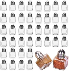 Voittozege 100 Pack Mini Salt and Pepper Shakers, 0.5 OZ Bulk Clear Glass Seasoning Jars Spice Shaker, Small Cube Glass Spice Shaker Container with Stainless Steel Lid for Kitchen Restaurant Supplies