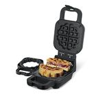 Salton STUFFED Waffle Maker Makes 2 Inch Thick Belgian Waffles With Your Favorite Fillings, Sweet or Savory, Fluffy Waffles With Removable Ring for 1 Inch Regular Waffles, Black (WM2105)