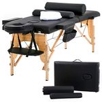 Massage Table Massage Bed Spa Bed 73 inch Long Height Adjustable Portable 2 Folding Massage Salon Table W/Sheet Cradle Bolsters Hanger Facial Salon Tattoo Bed