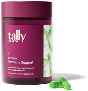 Tally Health Defend - Immune Support & Longevity Supplement, Vegan, Non-GMO, with Quercetin, Vitamin C, Beta-glucan, Zinc, Vitamin D3-60 Capsules, 30-Day Supply