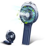 Portable Handheld Misting Fan, Battery Operated Personal Spray Water Mist Fan, Rechargeable Mister Fan, Mini Foldable Fan for Disney Travel Makeup Beach Outdoors (Dark Blue)