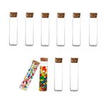 ericotry Pack of 10 Glass Test Tubes Clear Flat Glass Message Bottles Vial Jars with Cork Stoppers for Lab Scientific Experiments Party Favors Candy Spices Beads (60ml/2oz)