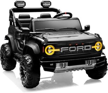 First Ride On 24V Ride on Toys for Big Kids, Licensed Ford Bronco Raptor Electric Car 2 Seater with Remote Control, Kids Ride on Cars w/ 2-Seater, 4.3 Mph Max Speed, Soft Start Function (24V, Black)