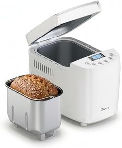 Davivy Bread Maker Machine with Silicone Baking Gloves, Double Kneading Paddles, 15-in-1, 15-Hour Delay Timer, 1-Hour Keep Warm & Nonstick Pan, 3 Loaf Sizes & 3 Crust Colors,Add Nut Signal