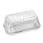 GJIE Glass Butter Dish - Stylish Butter Serving Tray with Lid, Easy to Use and 100% Food Safe, 17x10x7cm