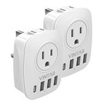 2 Pack UK Ireland Travel Plug Adapter, VINTAR Type G Plug Adapter with 2 Outlets, 3 USB Ports and 1 USB C, International Power Adaptor for US to UK British England Scotland Irish London Hong Kong