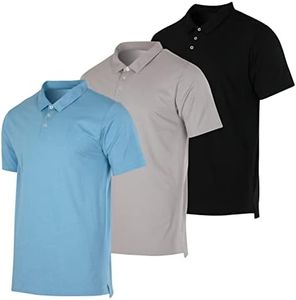 3 Pack: Men's Big & Tall King Size Jersey Cotton Quick Dry Fit Polo Shirt Mens Tshirts Button Tee Short Sleeve Golf Active Wear Athletic Performance Tech Sports Casual T Shirts- Set 2, 5X