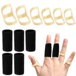 SAREAL 11Pcs Oval Finger Splints & Sleeves Kit, 6 Pcs Graduated Oval Trigger Finger Splints and 5Pcs Finger Sleeves for Trigger, Mallet, Arthritis, and Straightening -Size 5,6,7,8,9,10