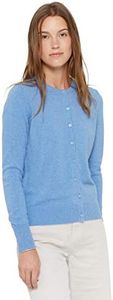State Cashmere Button Front Crewneck Sweater - Long Sleeve Cardigan for Women Made with 100% Pure Cashmere Sourced from Inner Mongolia Goats - Soft, Lightweight & Versatile - (Bella Blue, Medium)