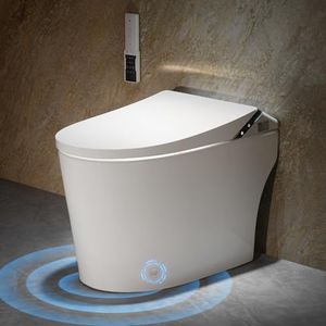 Ihatit Smart Toilet with Bidet Built in, Toilets with Tank, Auto Open Close, Auto Flush, Foot Sensor, Heated Seat, Warm Water, Foam Dispenser, Elongated Bidets for Modern Bathroom, Remote, Night Light