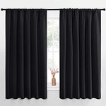 NICETOWN Black Blackout Curtain Blinds - Solid Thermal Insulated Window Treatment Blackout Drapes for Bedroom (2 Panels, 70 inches Wide by 63 inches Long)