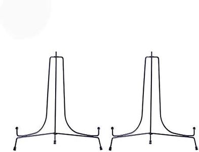 LIONWEI LIONWELI 10inch(2pack) Upgraded Anti-Slip Iron Plate Display Stand Black Easel Display Stand Photo Holder Stand,Displays Picture Frames, Decorative Plates, and Artworks