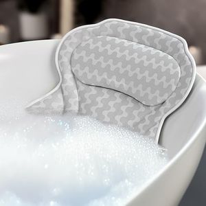 Bath Pillow for Tub, Luxury Bathtub Pillow Head and Neck Support, Relaxing Spa Cushion Head Rest for Tub, Bathtub Accessories for Women and Men with Quick Drying 3D Air Mesh Portable Washable