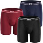 EKQ Mens Bamboo Underwear Boxer Shorts Multipack Long Leg 3-Pack Cotton Boxer Shorts Briefs Breathable Mens Underwear Open Fly Pouch Sports Underpants