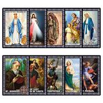 Catholic Saints Set of 10 Holy Prayer Cards, Catholic Religious Gifts for Women, Men, Mother, Father, Godfather, Godmother Gifts from Godson Goddaughter