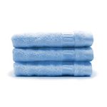 Mush 100% Bamboo Face Towel | Ultra Soft, Absorbent, & Quick Dry Towels for Facewash, Gym, Travel | Suitable for Sensitive/Acne Prone Skin | 13 x 13 Inches | 500 GSM Pack of 3 (Sky Blue)