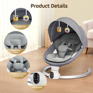 Fdlscpem Electric Baby Swing – Light Grey, Soothing Motion Seat