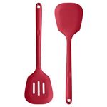 U-Taste 13.6in Silicone Turners: 600ºF Heat Resistant BPA-Free Solid & Slotted Cooking Spatula Flipper, Wide & Large Rubber Kitchen Utensil for Pancake, Egg in Nonstick Cookware (Red, Set of 2)