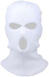 SHENHE Men's 3 Holes Full Face Cover Knitted Ski Mask Outdoor Sports Warm Knit Balaclava White One-Size