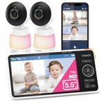 VTech - WiFi Smart Baby Monitor with 2 Cameras, 2K CMOS Sensor Camera, 5.5 Inch HD IPS Display, Split Display, Infrared Night Vision Clear, Panoramic, Zoom