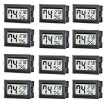 TASOGEN 12 Pack Mini Digital Hygrometer Thermometer,Indoor Temperature and Humidity Gauge Meter Monitor Celsius (℃) for Humidor,Greenhouse,Reptile Tank,Home,Jars