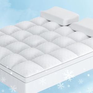 DWVO Cubrecolchón tamaño King, almohadilla de colchón refrescante, colchón de felpa gruesa alternativa, funda protectora de colchón suave acolchada con bolsillo profundo de 8 a 21 pulgadas