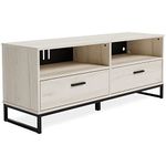 Signature Design by Ashley Socalle Contemporary Medium TV Stand up to 59" with 2 Drawers and 2 Shelves, Natural Beige