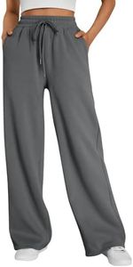 Trendy Queen Womens Wide Leg Fleece Lined Sweatpants Darkgrey XS