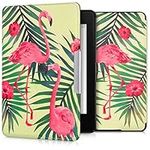 kwmobile Case Compatible with Amazon Kindle Paperwhite Case - eReader Cover - Flamingos & Palm Trees Pink/Green/Light Green