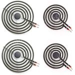 4 Pack MP22YA Electric Range Burner Element Set, 2 x 6" MP15YA and 2 x 8" MP21YA, Compatible with Hardwick, Kenmore, Maytag, Norge, and Whirlpool Electric Ranges