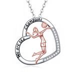 SHEAISRS 925 Sterling Silver Heart Volleyball Cheerleader Gymnastics Necklace for Women Birthday Gymnastics Gifts for Girls, Metal, Cubic Zirconia